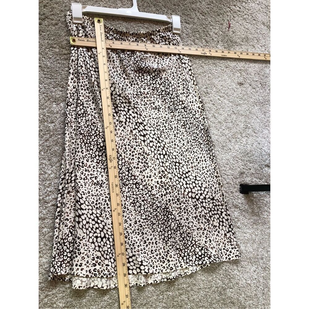 Pursuits Ltd. Women’s Brown and Cream Leopard Print Knee Length Silk Skirt Size - Picture 5 of 5